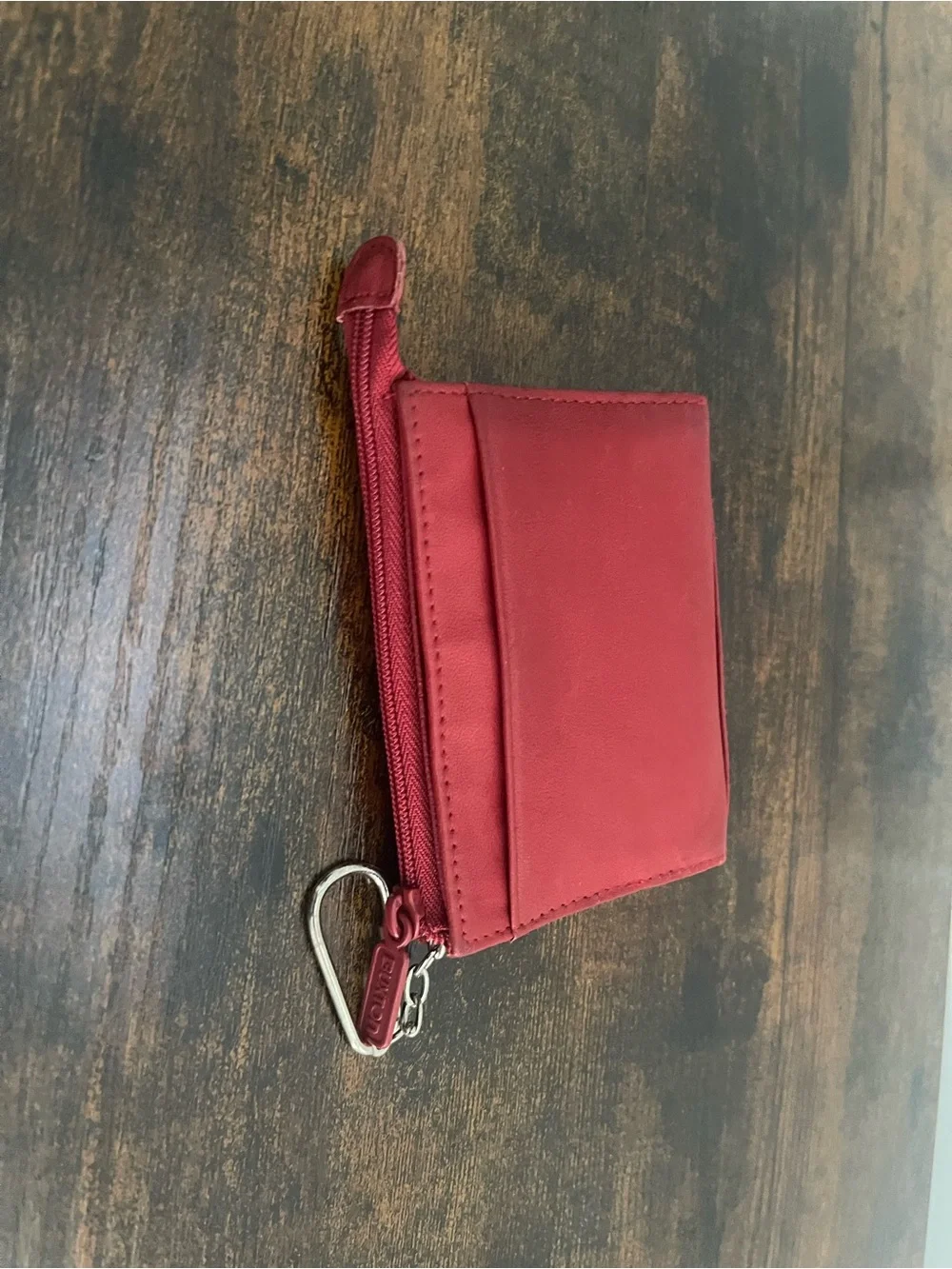 Buxton Red Leather Zip Coin Pouch with Key Clip